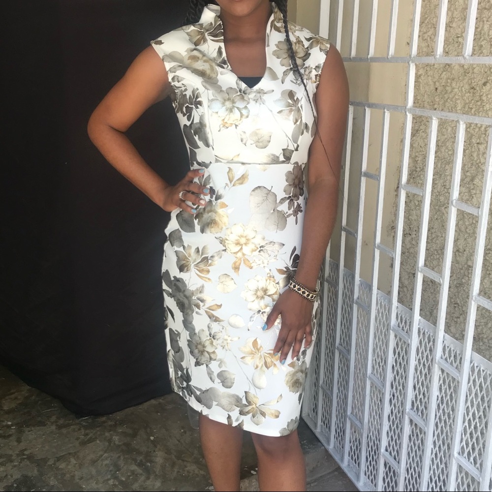 Gold & Silver Metallic Floral dress size 8